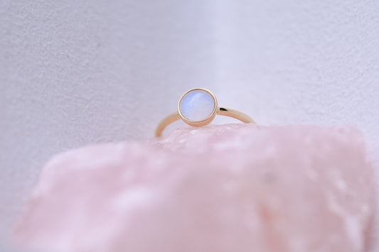 The Origin Ring, a breastmilk stone set simply in solid gold