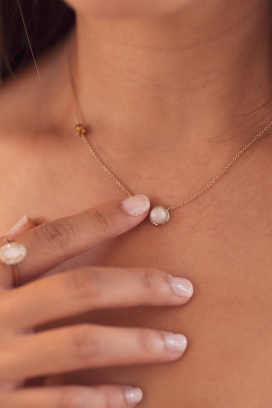 18K solid gold Soulstone necklace with a delicate keepsake pendant